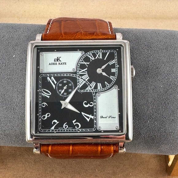 Square ADEE KAYE AK410-M Multi Dual Time Men's Quartz Wristwatch Like New WT - Picture 1 of 9